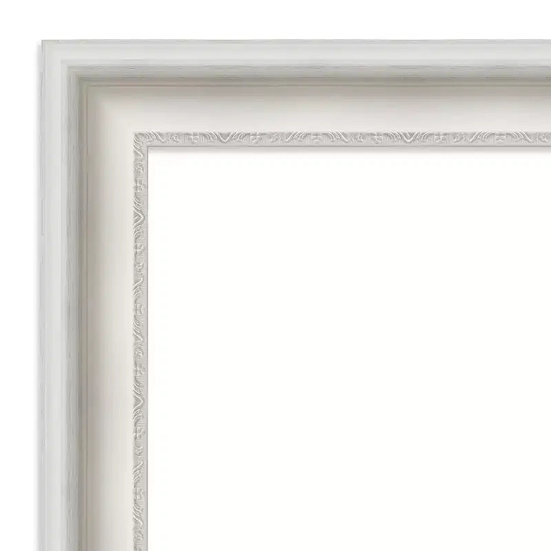 Specchio da parete quadrato con cornice decorata bianca, 80 x 80 cm