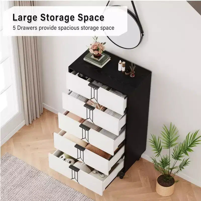 Cassettiera Alta con Cassetti Profondi – Comò a 5 o 6 Cassetti per Camera da Letto, Soggiorno e Ingresso