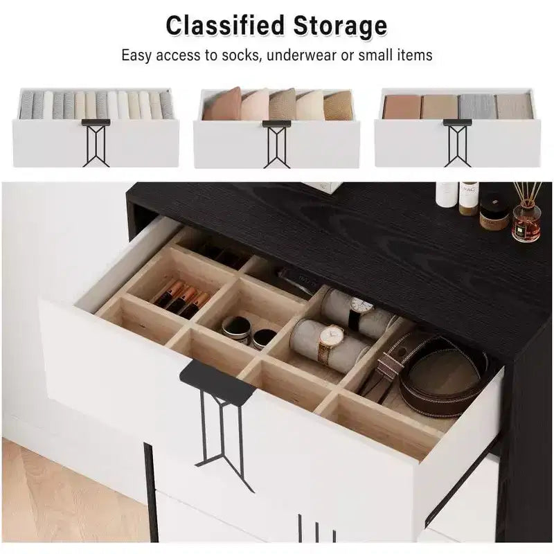 Cassettiera Alta con Cassetti Profondi – Comò a 5 o 6 Cassetti per Camera da Letto, Soggiorno e Ingresso