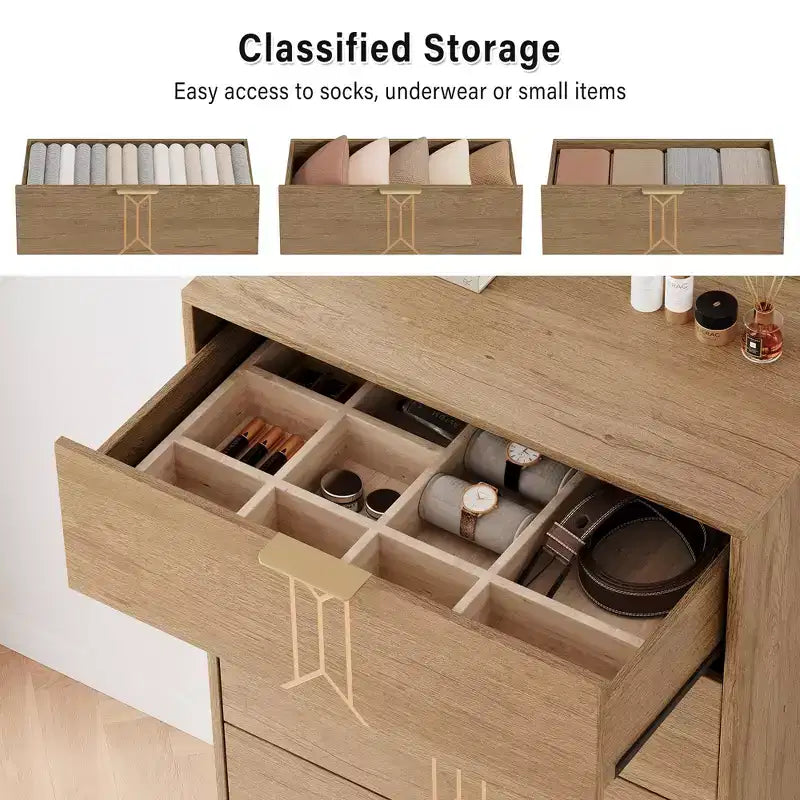 Cassettiera Alta con Cassetti Profondi – Comò a 5 o 6 Cassetti per Camera da Letto, Soggiorno e Ingresso