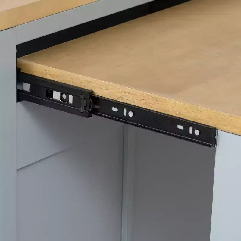 Isola da Cucina da 119 cm con Tavolo Estensibile, Contenitore e Presa di Corrente Integrata