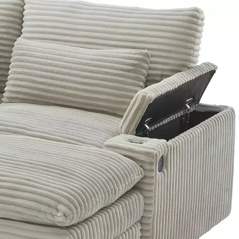 Divanetto componibile da 180 cm con contenitore, pouf e porte di ricarica