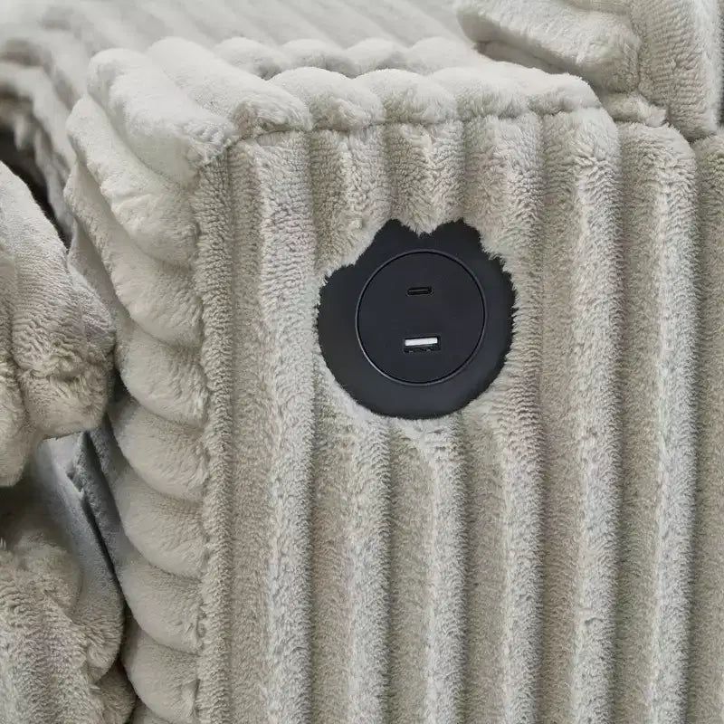 Divanetto componibile da 180 cm con contenitore, pouf e porte di ricarica