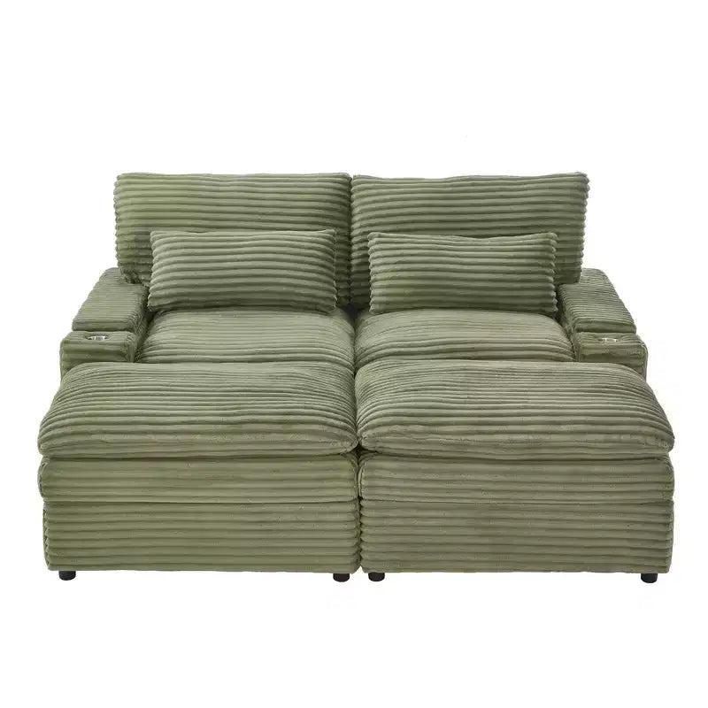 Divanetto componibile da 180 cm con contenitore, pouf e porte di ricarica