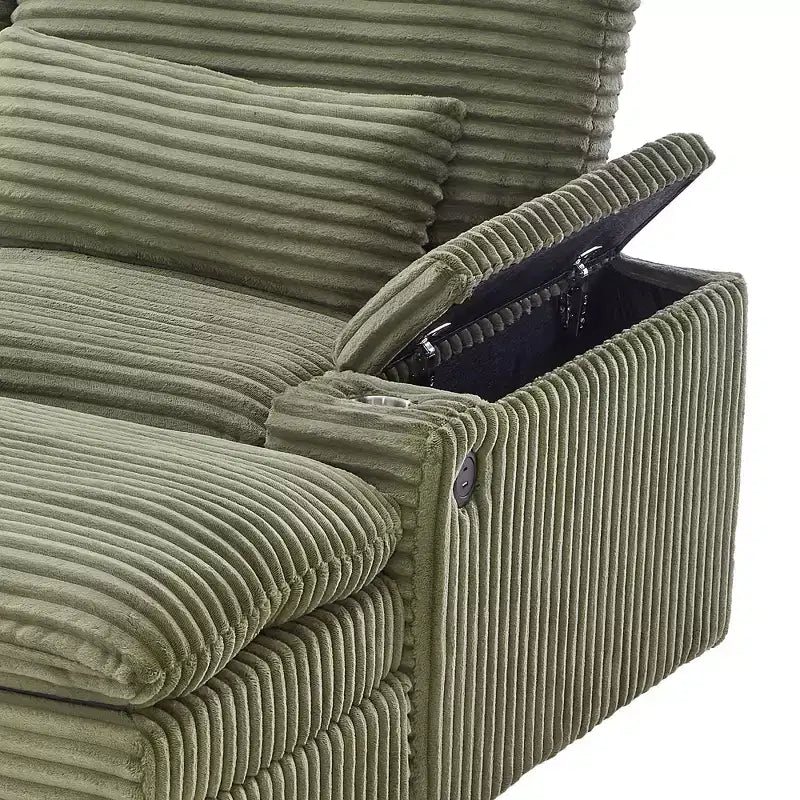 Divanetto componibile da 180 cm con contenitore, pouf e porte di ricarica