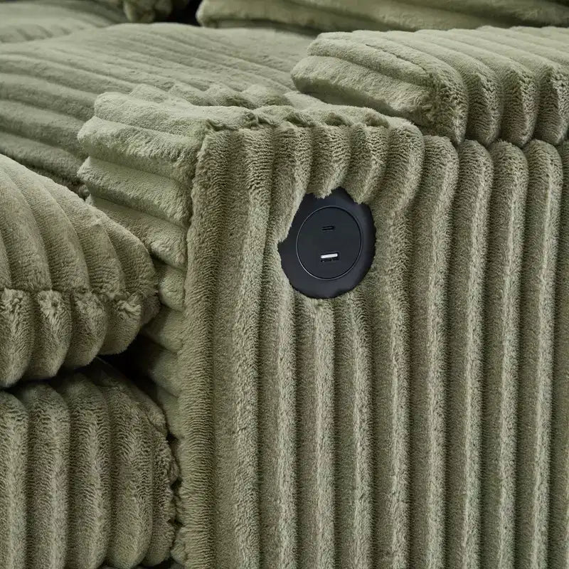 Divanetto componibile da 180 cm con contenitore, pouf e porte di ricarica