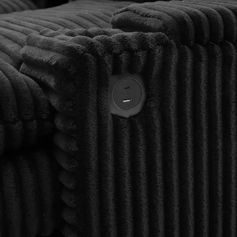 Divanetto componibile da 180 cm con contenitore, pouf e porte di ricarica