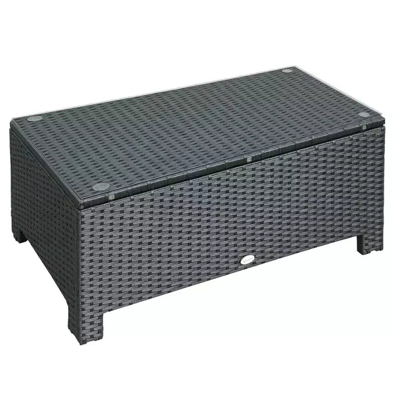 Patio Coffee Table, Large Side Table, Hand-Woven PE Rattan, Weather Resistant Wicker