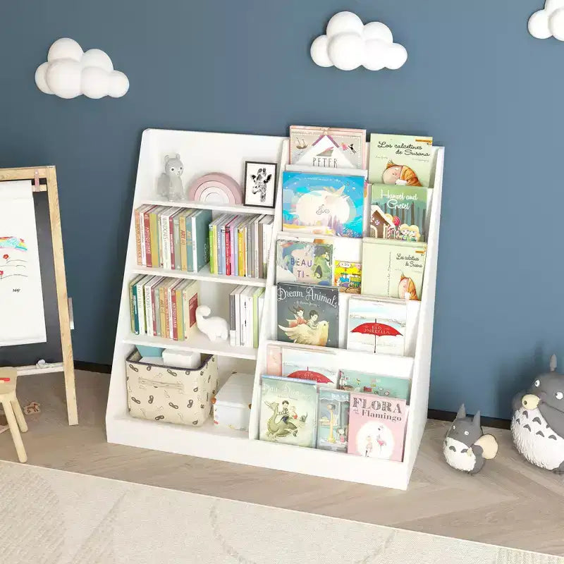 Scaffale a 4 Ripiani per Libri e Giocattoli per Bambini