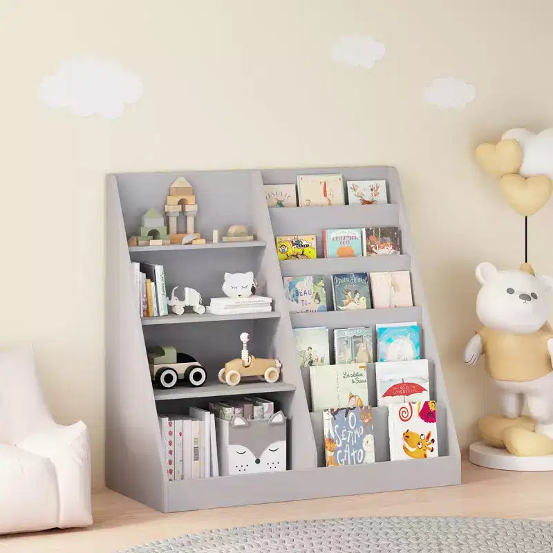 Scaffale a 4 Ripiani per Libri e Giocattoli per Bambini