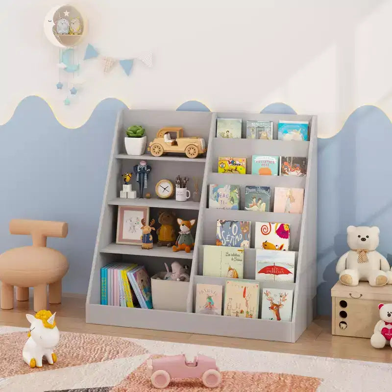 Scaffale a 4 Ripiani per Libri e Giocattoli per Bambini