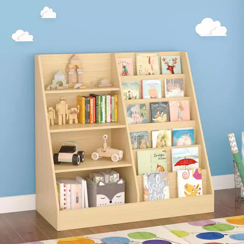 Scaffale a 4 Ripiani per Libri e Giocattoli per Bambini