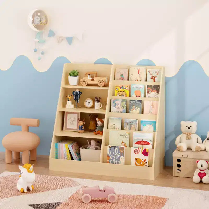 Scaffale a 4 Ripiani per Libri e Giocattoli per Bambini