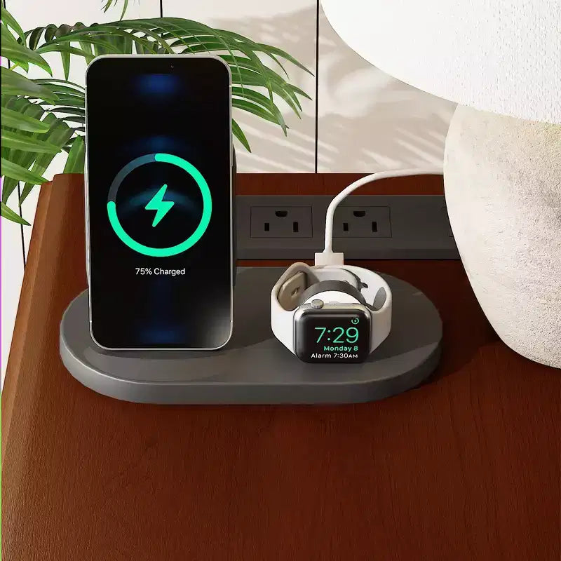 Tavolino da Divano Moderno con 2 Cassetti e Stazione di Ricarica