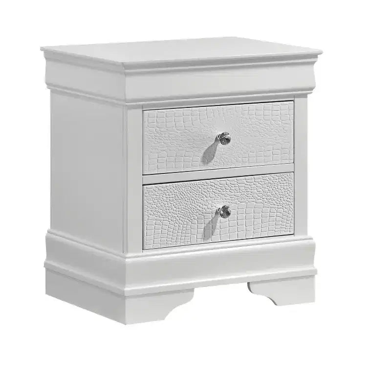 Comodino in legno a 2 cassetti bianco