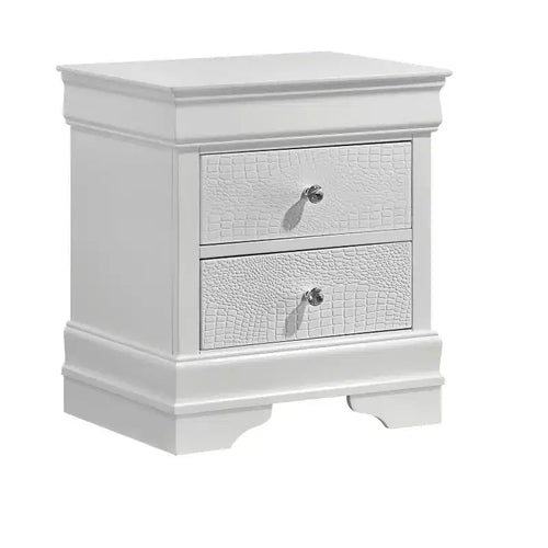 Comodino in legno a 2 cassetti bianco
