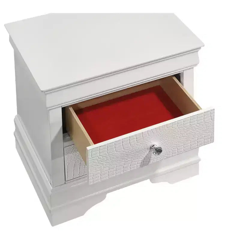 Comodino in legno a 2 cassetti bianco