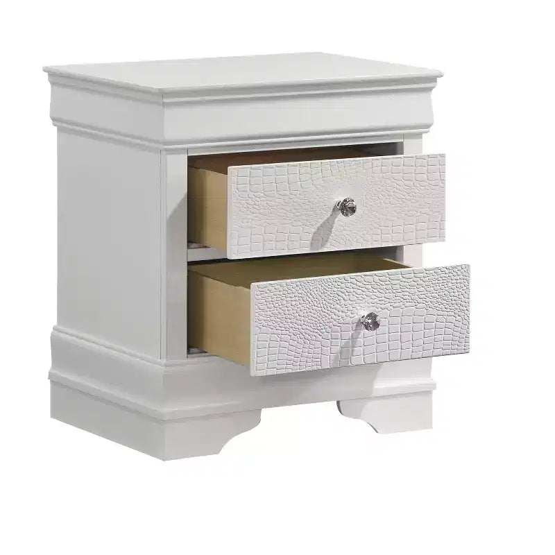 Comodino in legno a 2 cassetti bianco