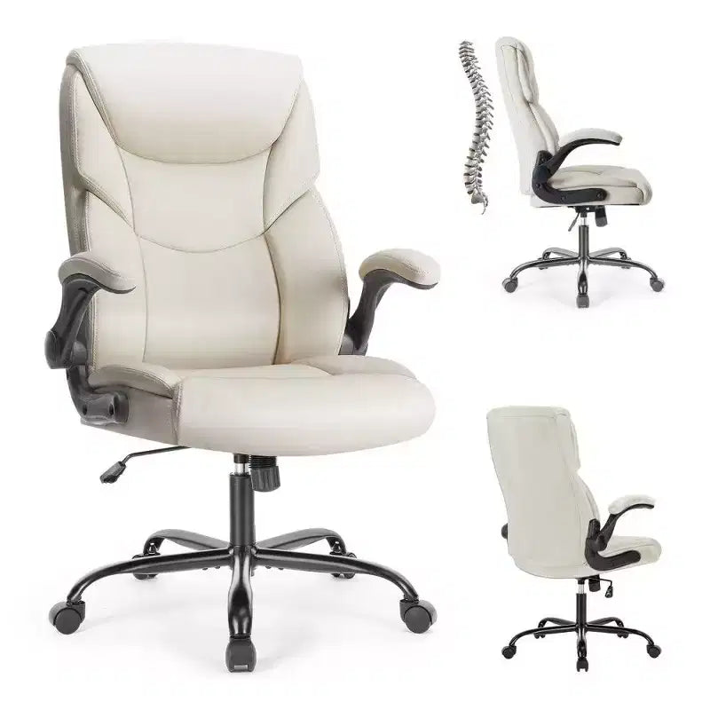 Sedia da ufficio ergonomica con schienale alto, braccioli ribaltabili e supporto lombare