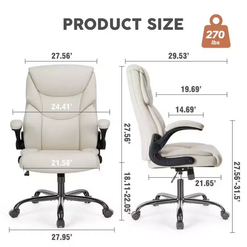 Sedia da ufficio ergonomica con schienale alto, braccioli ribaltabili e supporto lombare
