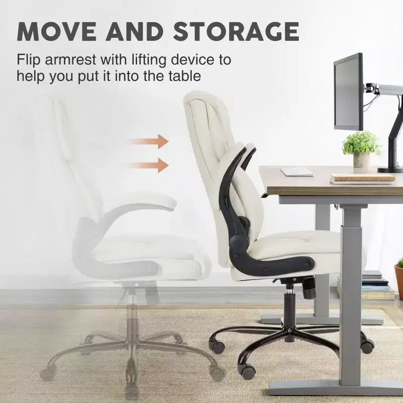 Sedia da ufficio ergonomica con schienale alto, braccioli ribaltabili e supporto lombare