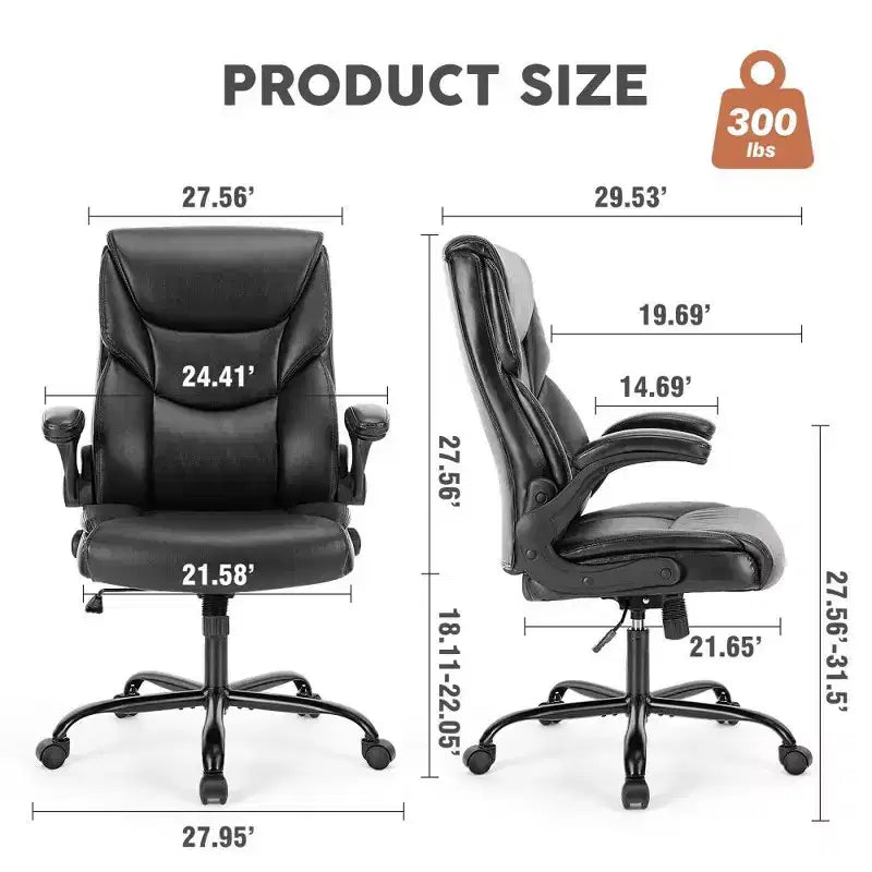 Sedia da ufficio ergonomica con schienale alto, braccioli ribaltabili e supporto lombare