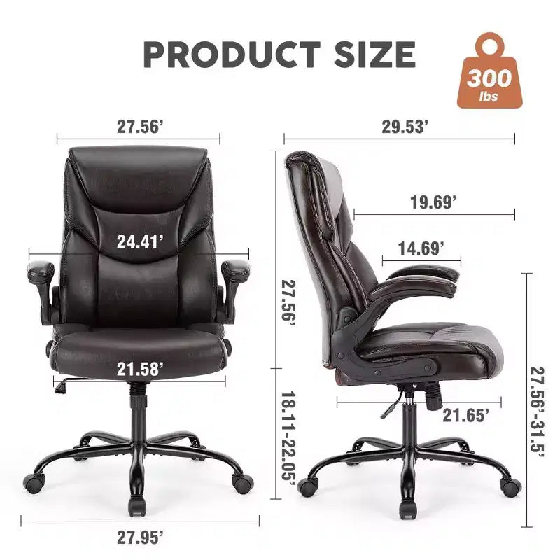 Sedia da ufficio ergonomica con schienale alto, braccioli ribaltabili e supporto lombare