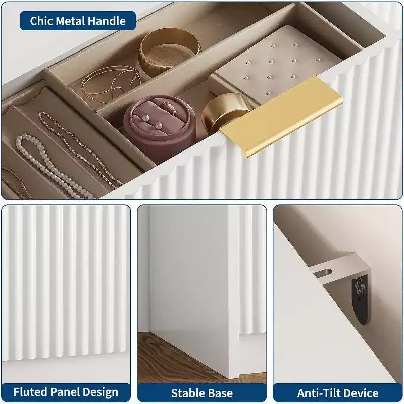 Comò scanalato a 9 cassetti con design anti-ribaltamento