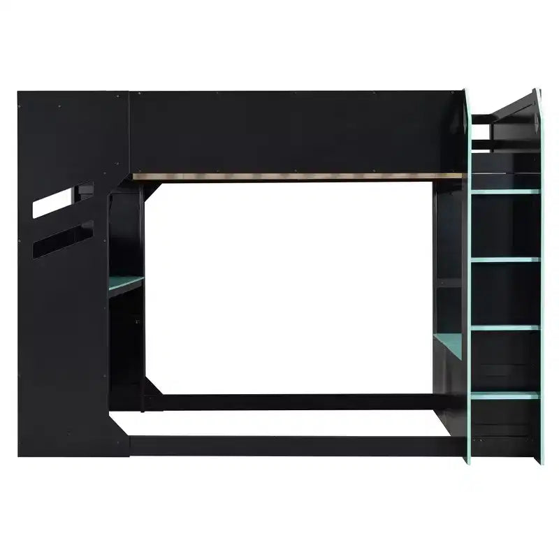 Letto a soppalco da gaming Full Size con scrivania, luci a LED e spazio contenitore