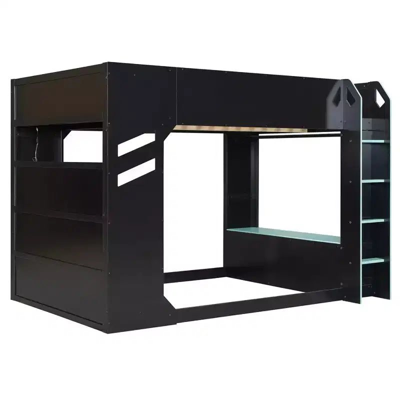Letto a soppalco da gaming Full Size con scrivania, luci a LED e spazio contenitore