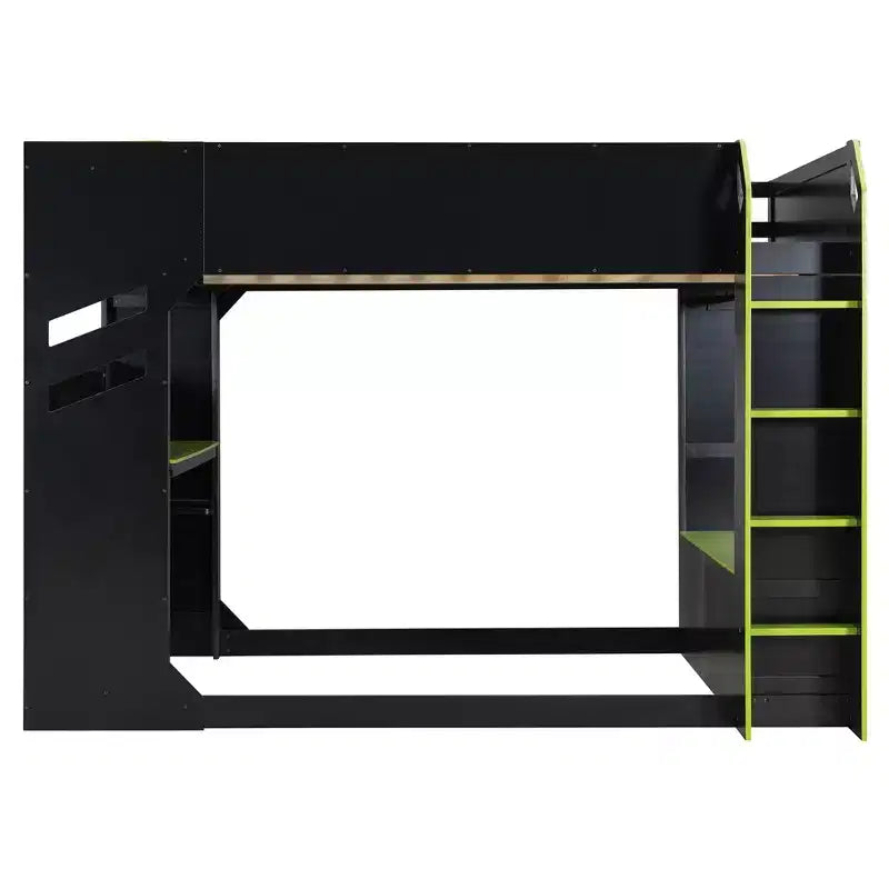 Letto a soppalco da gaming Full Size con scrivania, luci a LED e spazio contenitore