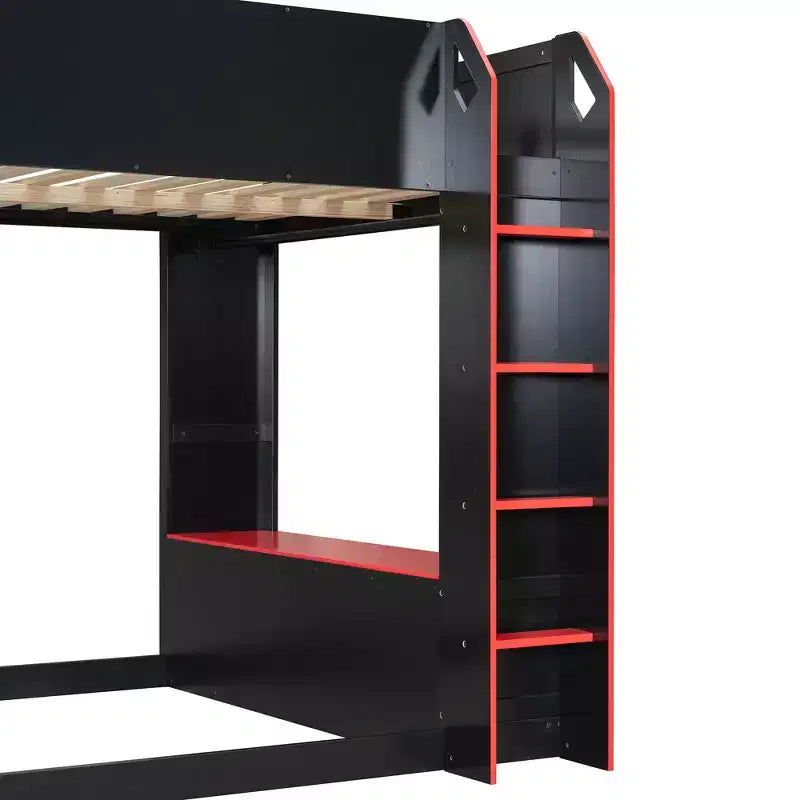 Letto a soppalco da gaming Full Size con scrivania, luci a LED e spazio contenitore