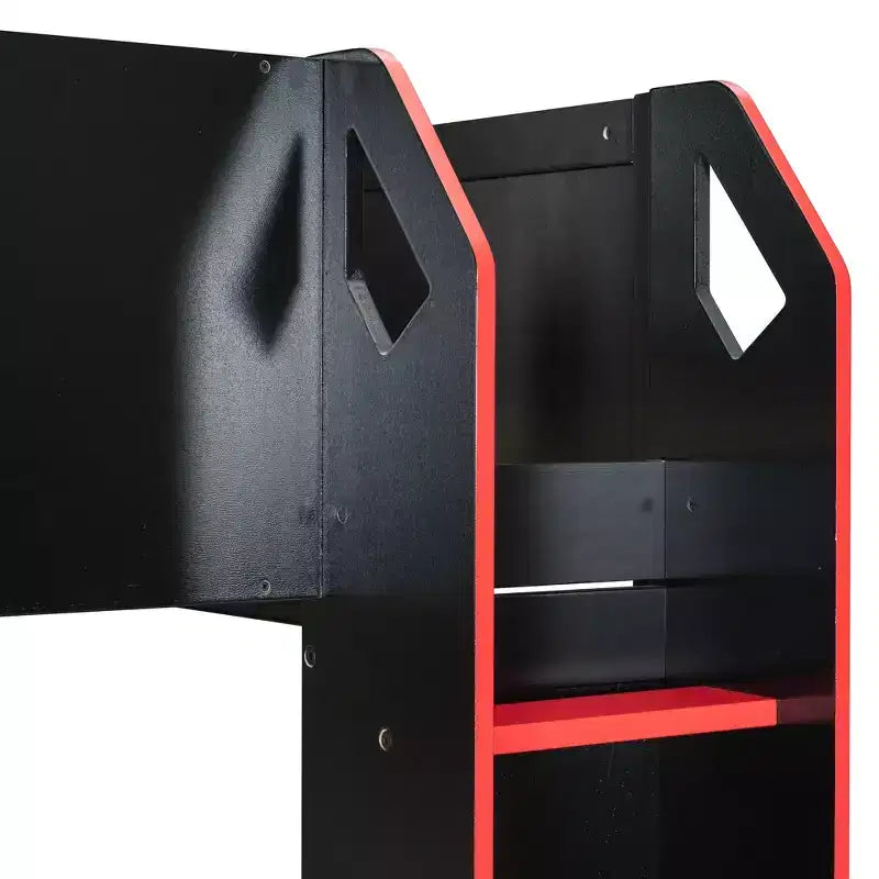 Letto a soppalco da gaming Full Size con scrivania, luci a LED e spazio contenitore
