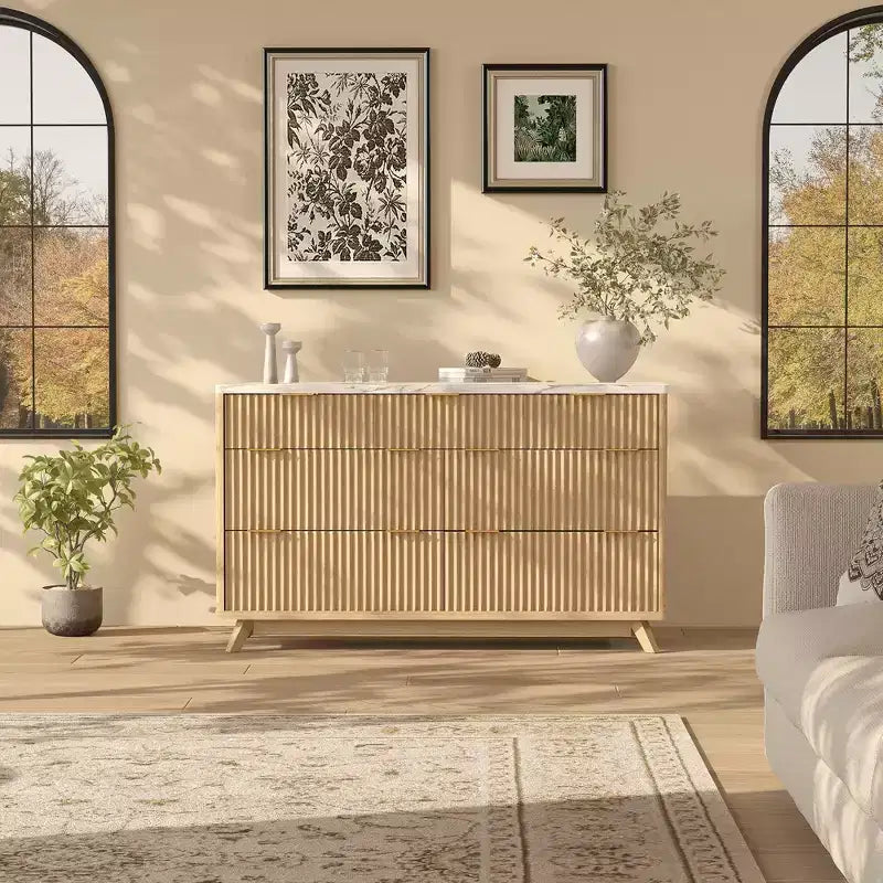 Cassettiera a coste – Comò in legno a 7 o 8 cassetti, larghezza 137 cm