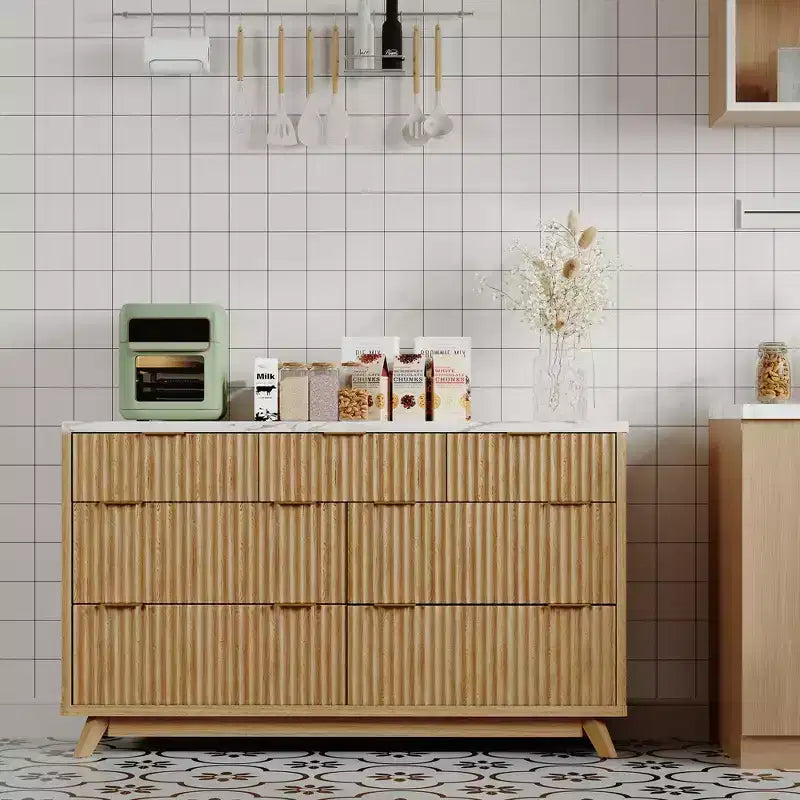 Cassettiera a coste – Comò in legno a 7 o 8 cassetti, larghezza 137 cm
