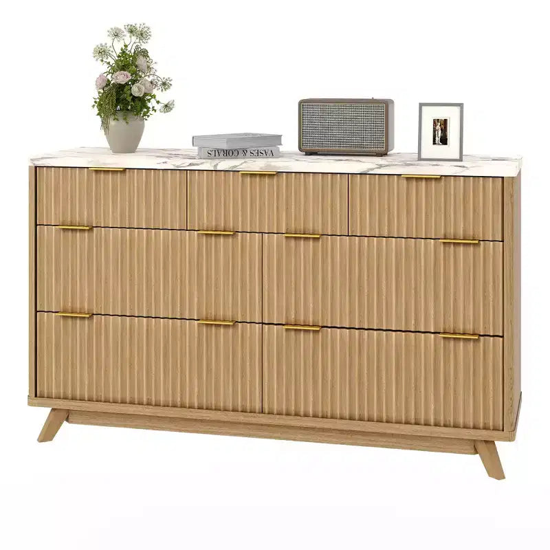 Cassettiera a coste – Comò in legno a 7 o 8 cassetti, larghezza 137 cm