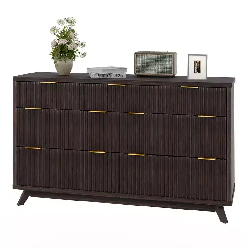Cassettiera a coste – Comò in legno a 7 o 8 cassetti, larghezza 137 cm