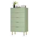 Acekool 5 Drawer Dresser, Tall Modern Chest with Fluted Panels & Wide Gold Handles, Bedroom Storage Organizer for Closet, Living Room, Entryway
