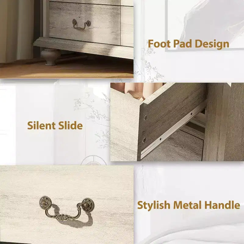 Cassettiera stile Farmhouse a 9 cassetti con maniglie in metallo