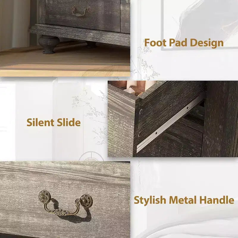 Cassettiera stile Farmhouse a 9 cassetti con maniglie in metallo