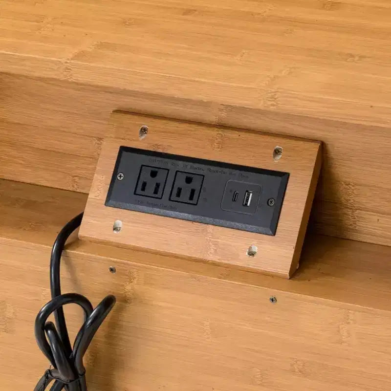 Comodino Moderno Mid-Century con Stazione di Ricarica e 2 Cassetti