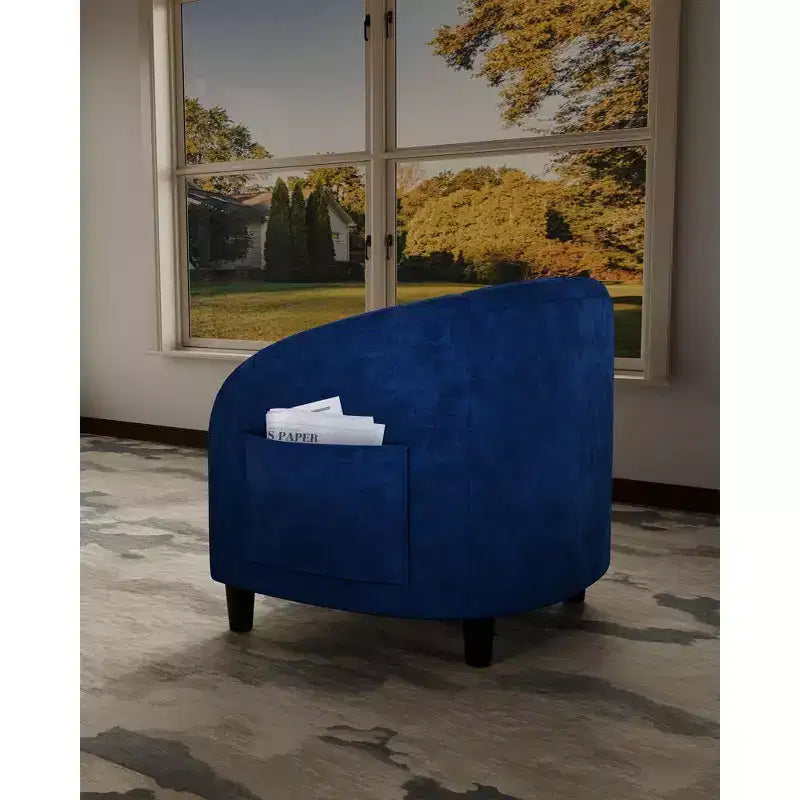 Poltrone Accent Velluto a Botte – Set di 2 con Schienale a U e Gambe in Legno
