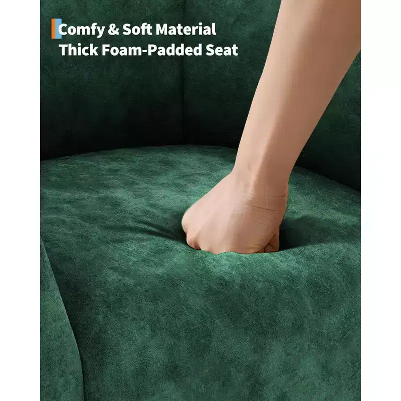 Poltrone Accent Velluto a Botte – Set di 2 con Schienale a U e Gambe in Legno