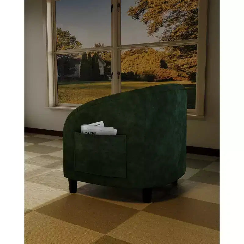 Poltrone Accent Velluto a Botte – Set di 2 con Schienale a U e Gambe in Legno