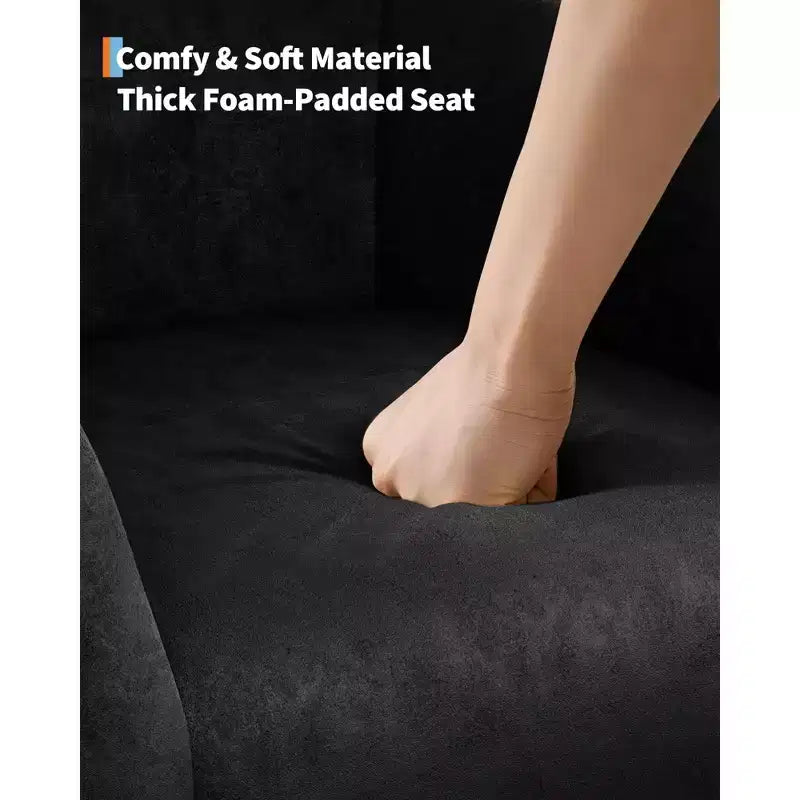 Poltrone Accent Velluto a Botte – Set di 2 con Schienale a U e Gambe in Legno