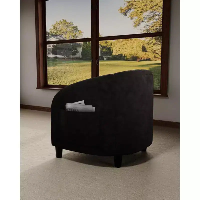 Poltrone Accent Velluto a Botte – Set di 2 con Schienale a U e Gambe in Legno
