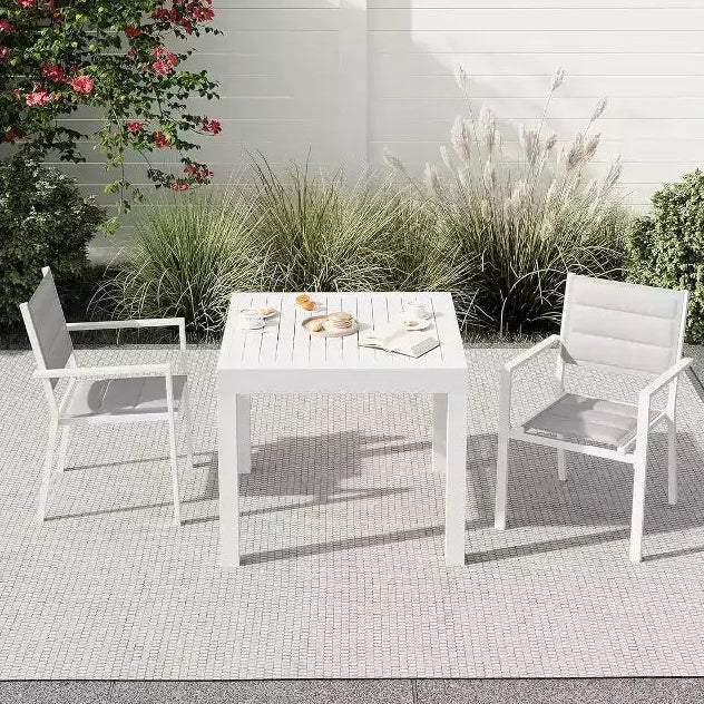 31.5-63 Expandable Dining Table with Aluminum Slat Frame,4-6 Persons,Rectangular,for Porch