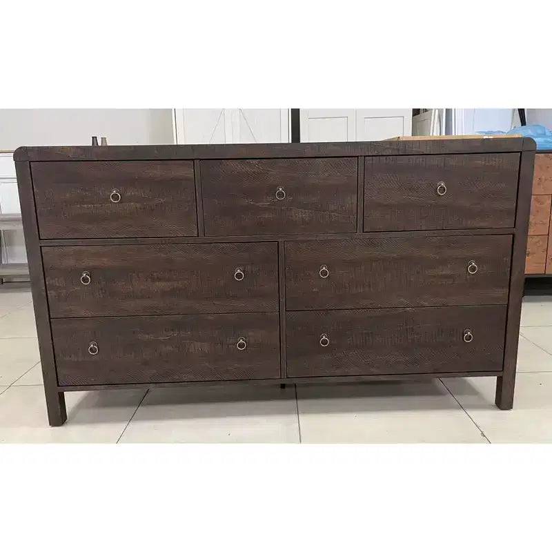 Cassettiera in legno a 6 cassetti con maniglie in metallo – Comò contenitore largo 120 cm