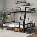 TUYOHW Full XL Over Queen Bunk Bed with Ladder,Metal Bunk Bed Frame with Safety Guardrail and Slats Support for Kids Teens Dorm Rooms,Black