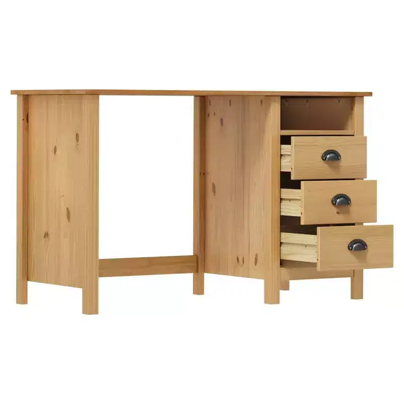 vidaXL Scrivania Marrone Miele in Legno Massello di Pino Scrivania Media Rettangolare